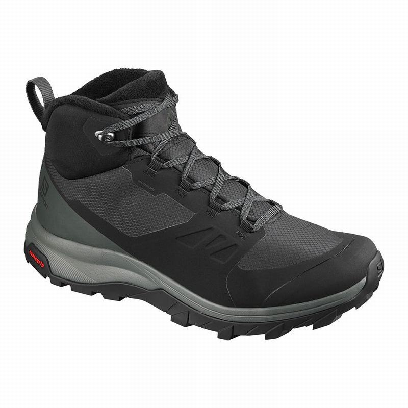 Salomon Singapore Mens Winter Boots - OUTSNAP CLIMASALOMON™ WATERPROOF Black | 61702-TCSE